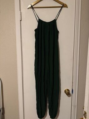 Urban Outfitters Dark Green Spaghetti-Strap Jumpsuit